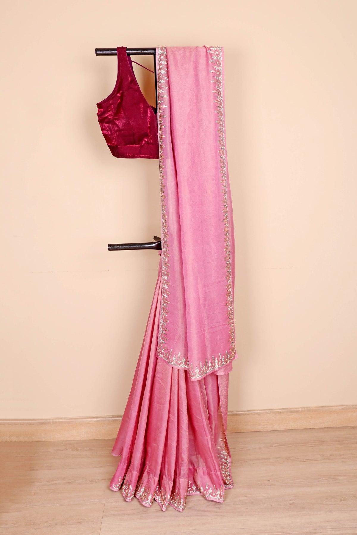 Gulaabi Zarduozi Saree - 914