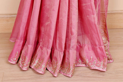 Gulaabi Zarduozi Saree - 914