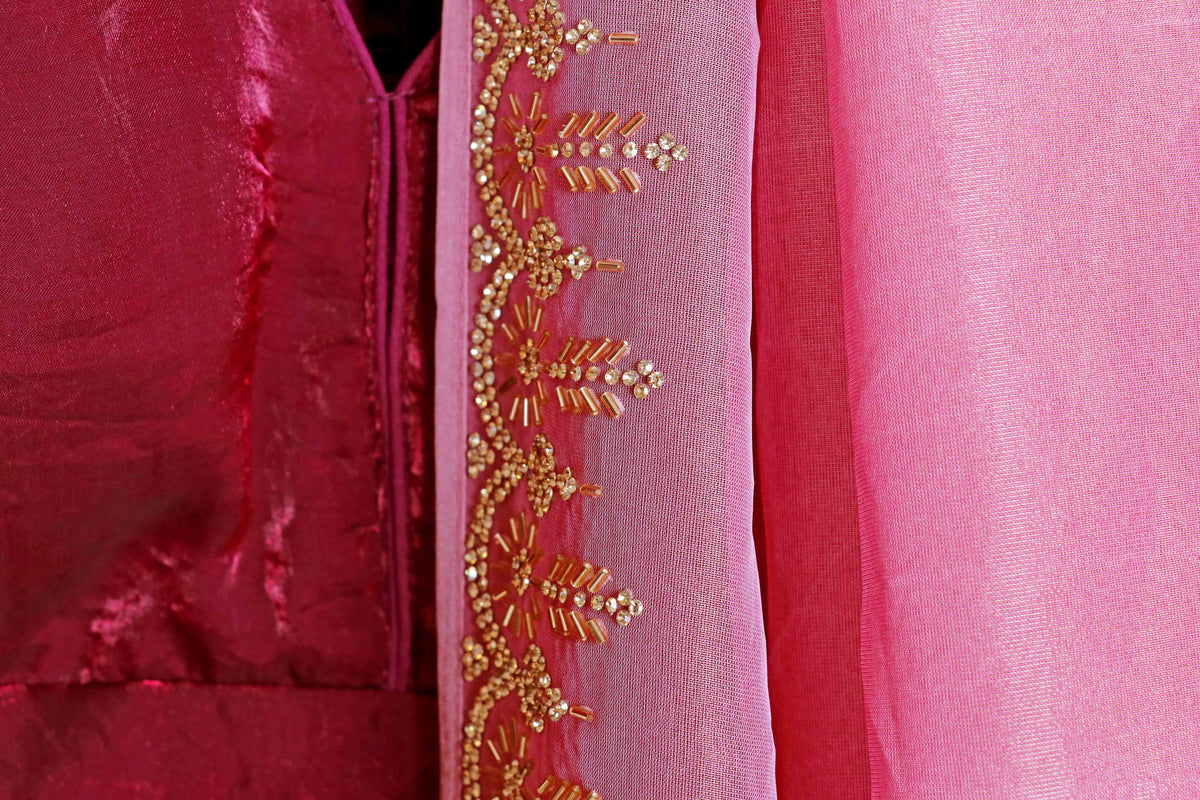 Gulaabi Zarduozi Saree - 914