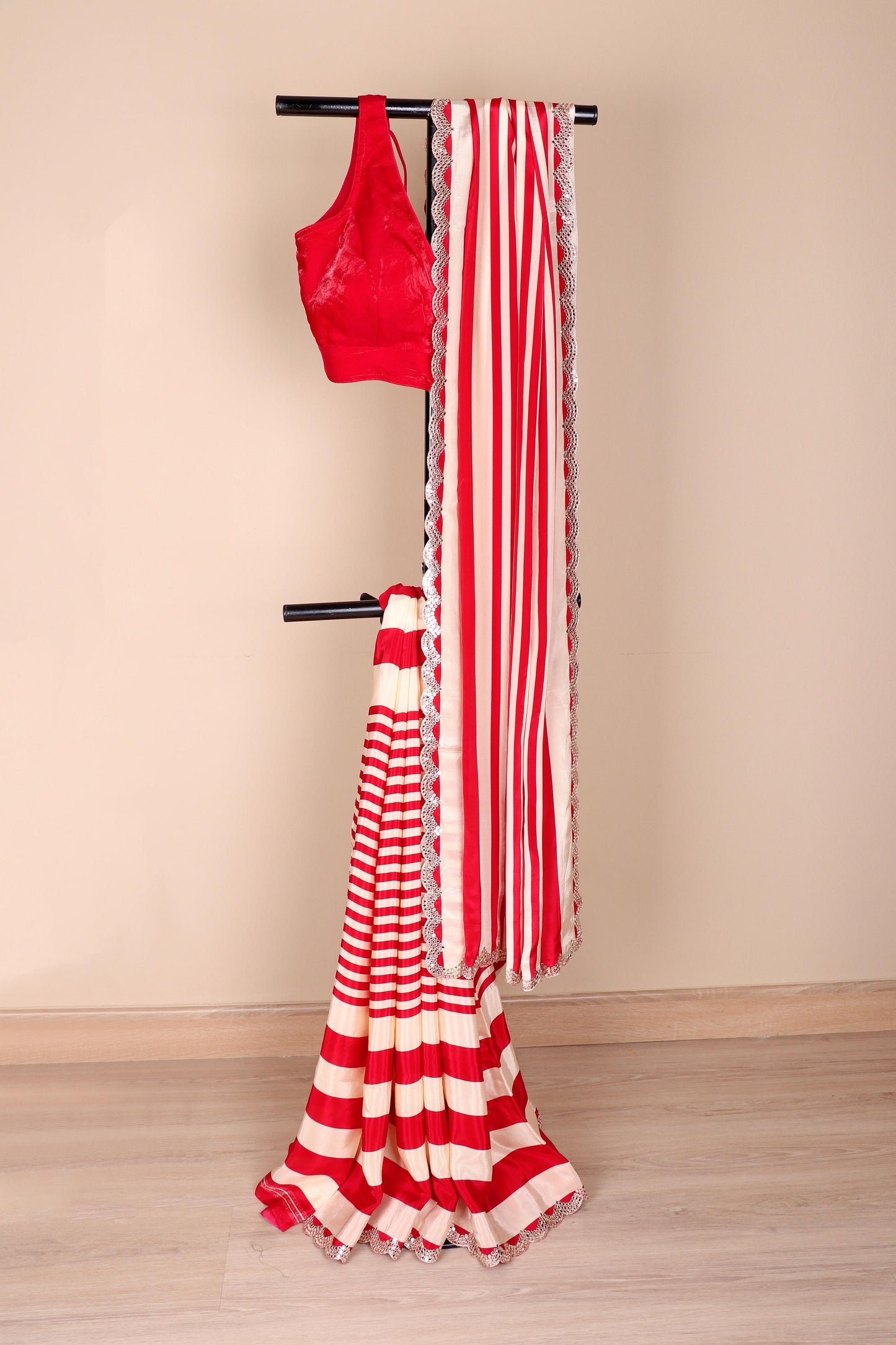 Lahariya Laal Stripe Silk Saree
