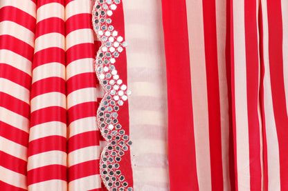 Lahariya Laal Stripe Silk Saree