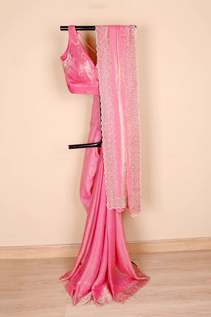 Gulaabi Kanchan Sitara Saree - 916
