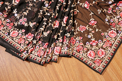 Noor-e-Nazakat Sunehri Phool Parsi Gara Saree 549