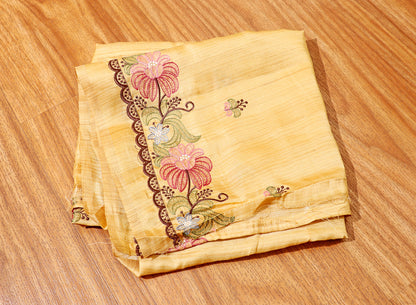 Sunehri Phool  Pure Linen Saree 550
