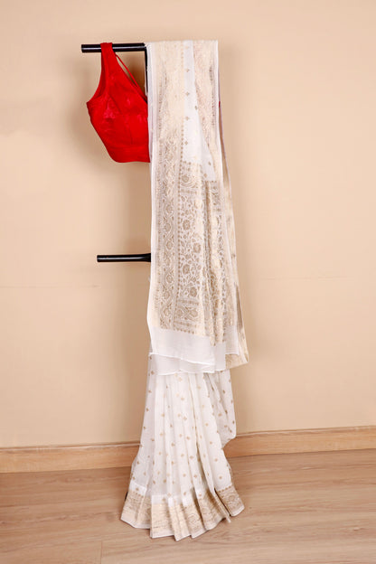 Shwet Suvarna Khaddi Georgette Saree - 923