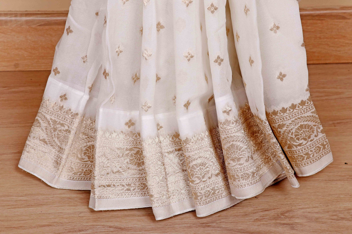 Shwet Suvarna Khaddi Georgette Saree - 923