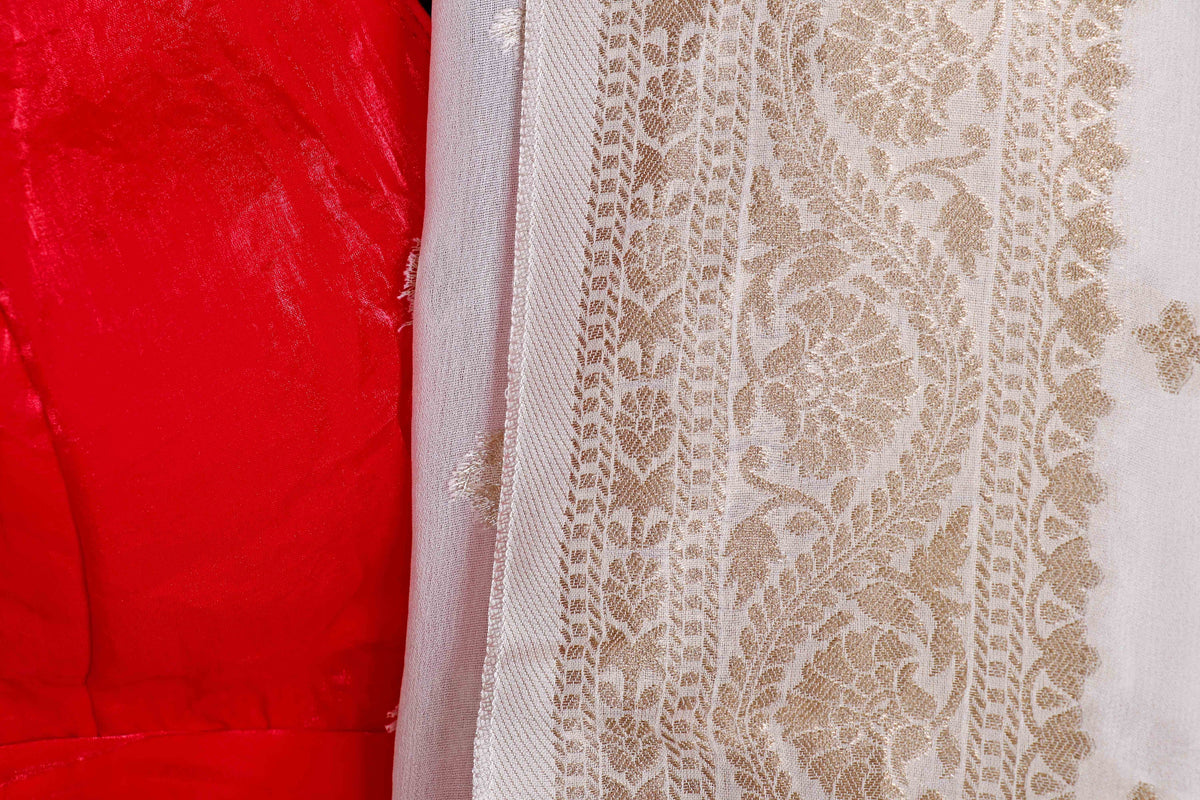 Shwet Suvarna Khaddi Georgette Saree - 923