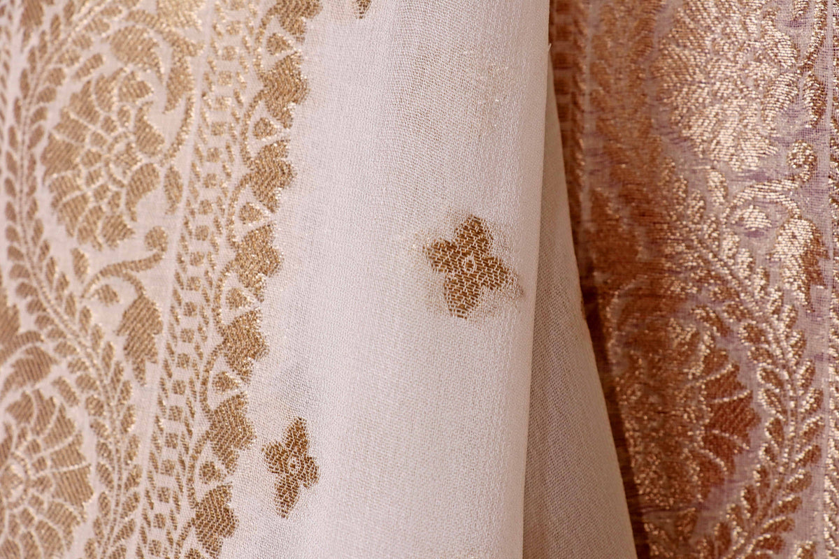 Shwet Suvarna Khaddi Georgette Saree - 923