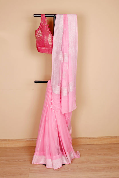 Gulaabi Rajat Buti Saree - 926