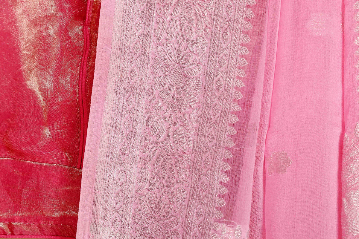 Gulaabi Rajat Buti Saree - 926