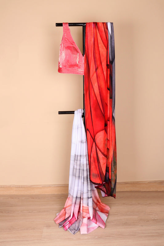 Laal Pushpa Ombre Saree - 767