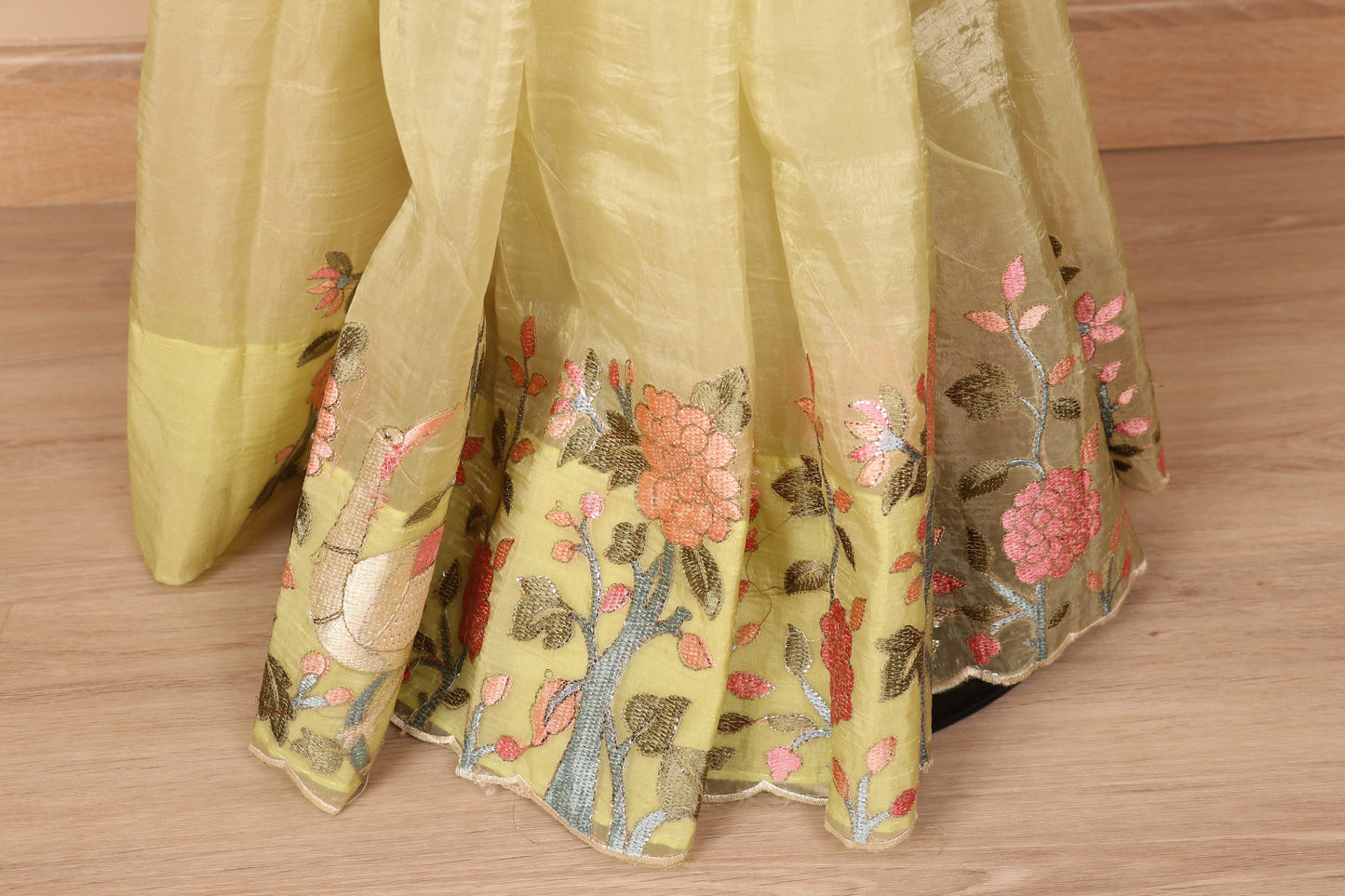 Harit Pakshi Phool Soft Organza Saree - 769