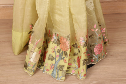 Harit Pakshi Phool Soft Organza Saree - 769