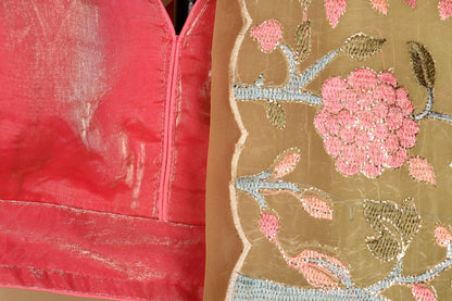Harit Pakshi Phool Soft Organza Saree - 769