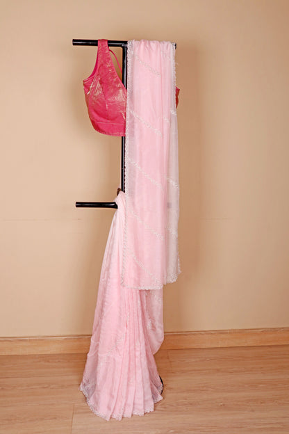 Gulaabi Moti Glass Chiffon Saree - 932