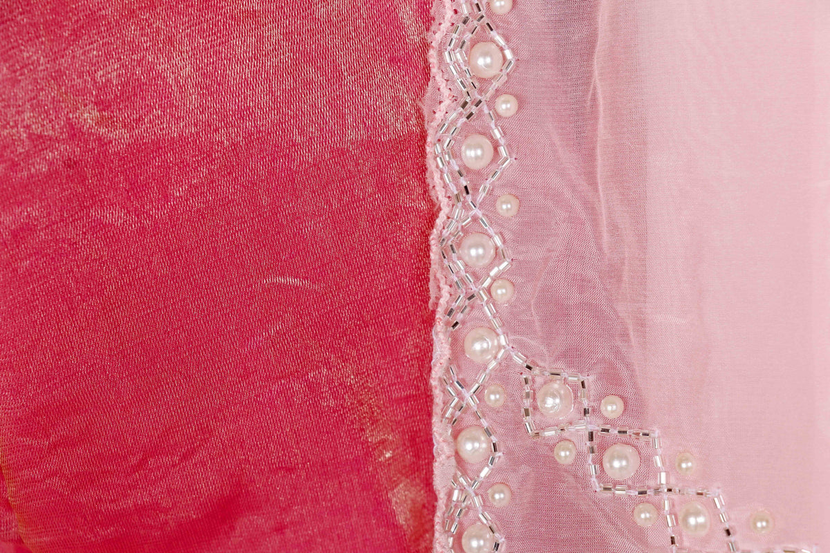 Gulaabi Moti Glass Chiffon Saree - 932