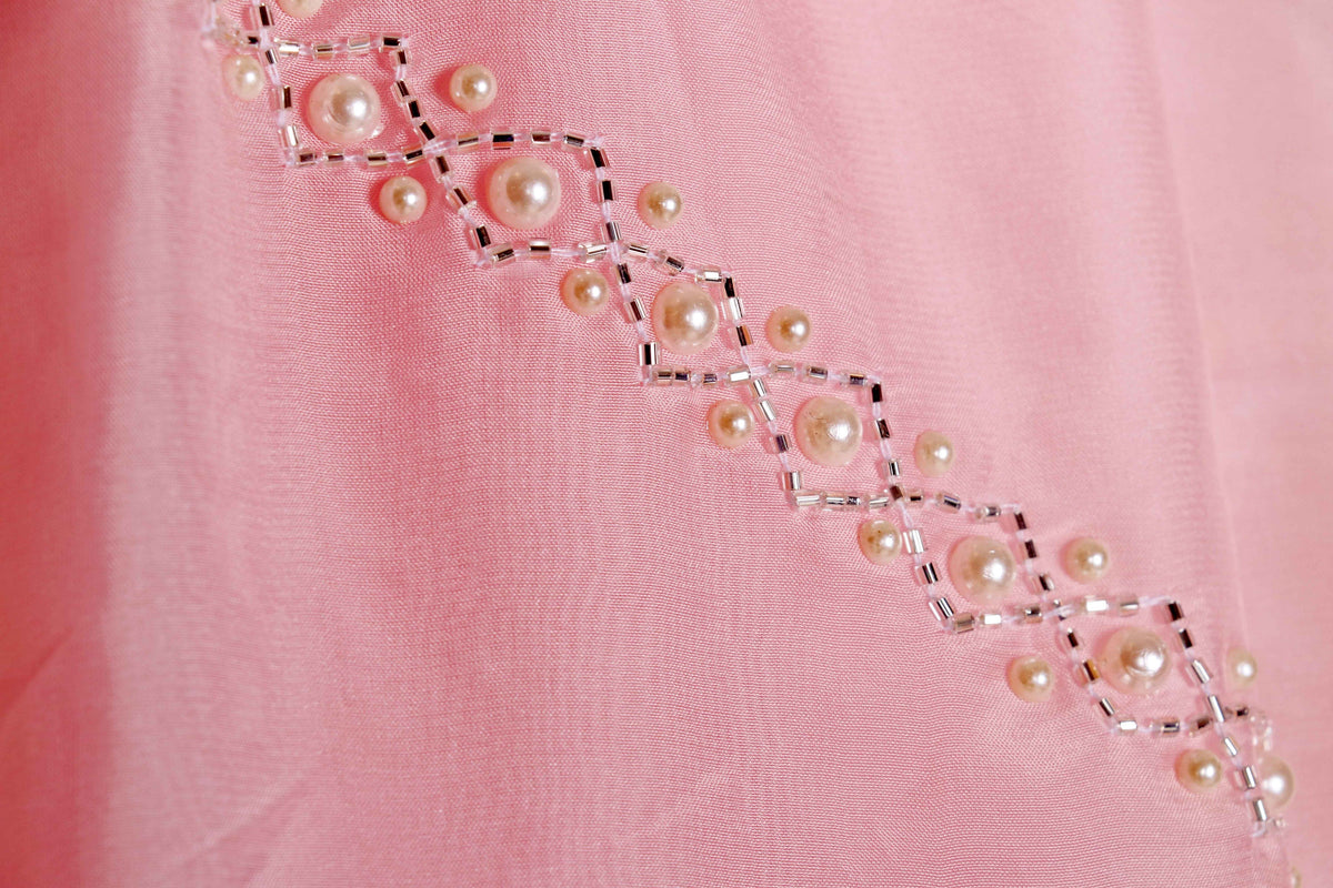 Gulaabi Moti Glass Chiffon Saree - 932