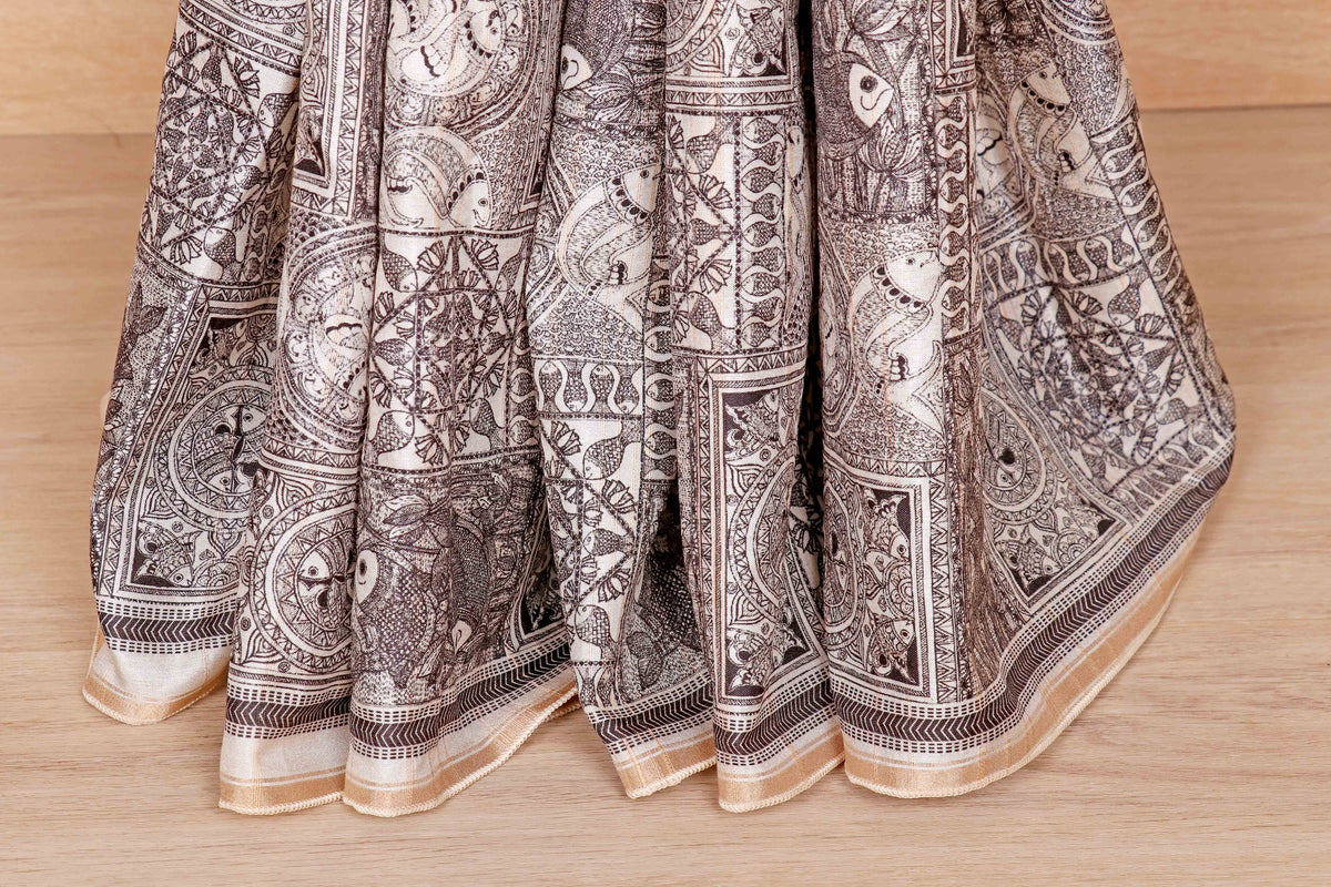 Krem Bhoomi Buti Printed Kalamkari Saree - 935
