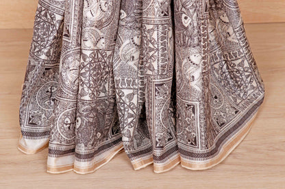 Krem Bhoomi Buti Printed Kalamkari Saree - 935