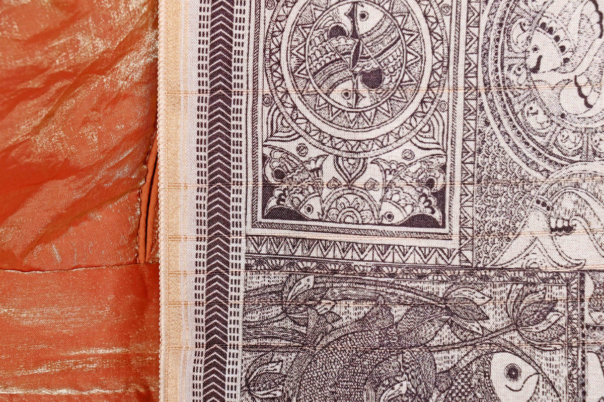 Krem Bhoomi Buti Printed Kalamkari Saree - 935