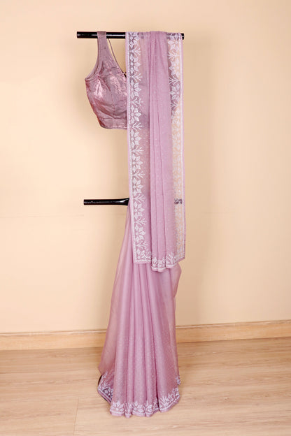 Dhuli Gulaabi Sitara Pushpa Saree - 936