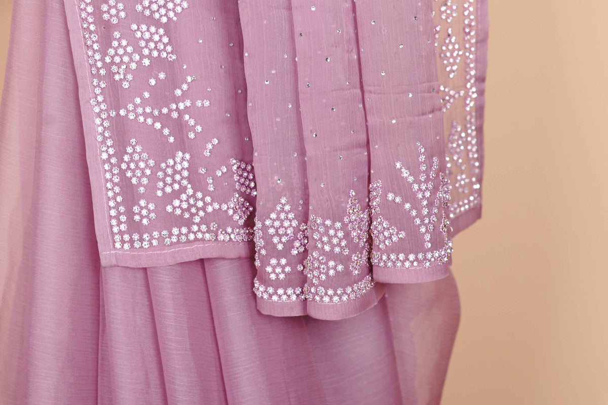 Dhuli Gulaabi Sitara Pushpa Saree - 936