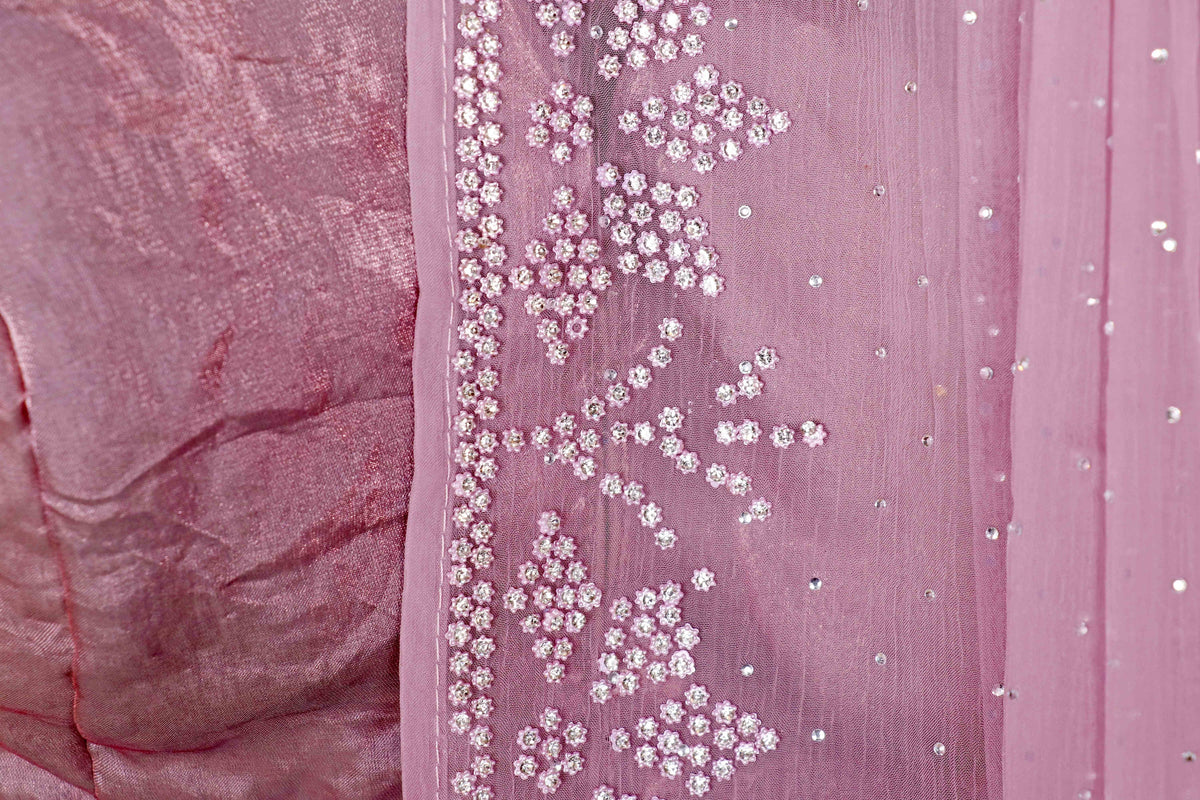 Dhuli Gulaabi Sitara Pushpa Saree - 936