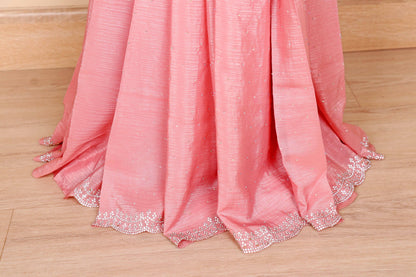 Gulabi Lace Chiffon Saree - 943