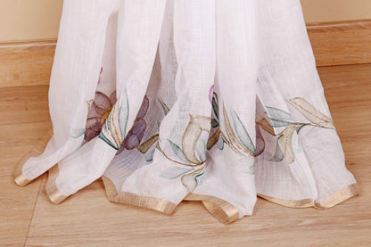 Pushpa Rang Tassel Linen Saree - 944