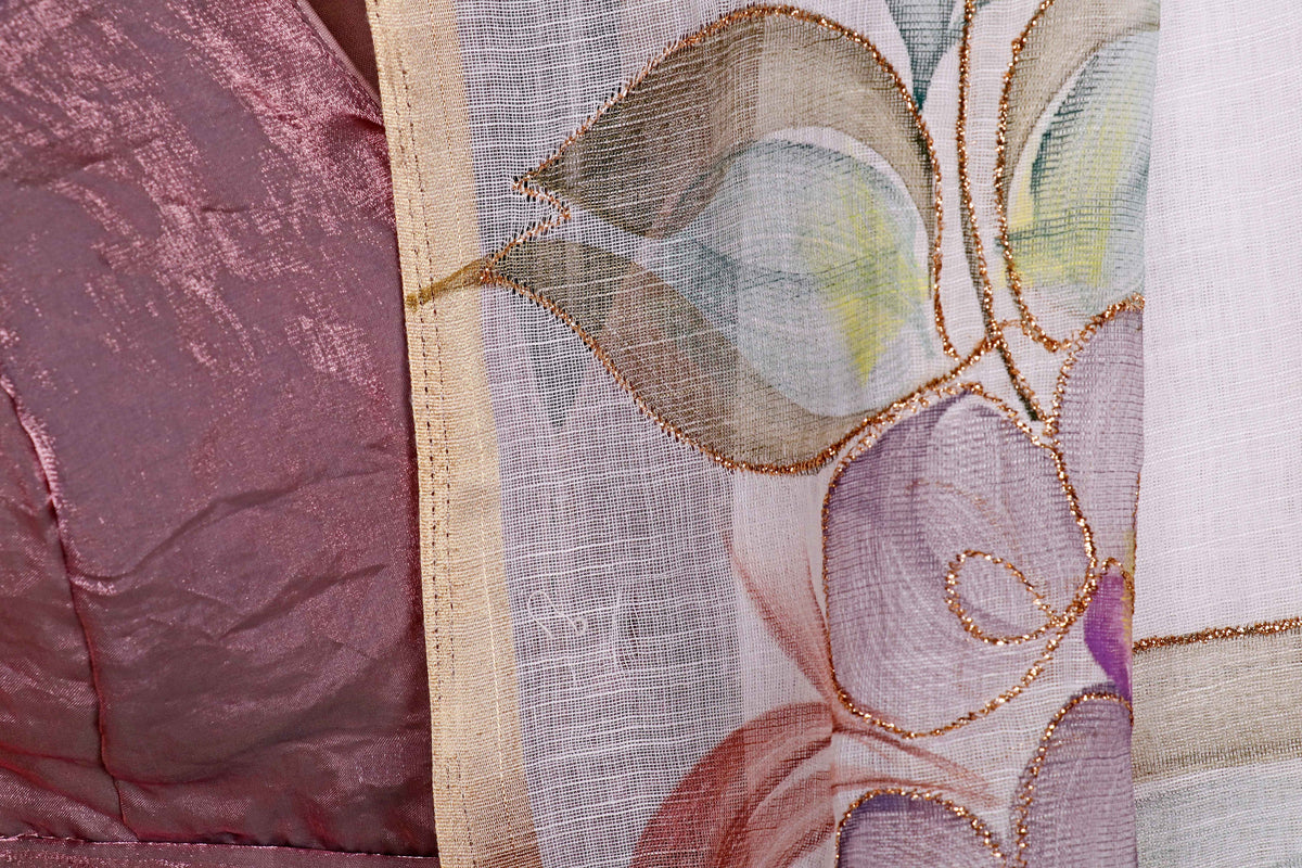 Pushpa Rang Tassel Linen Saree - 944