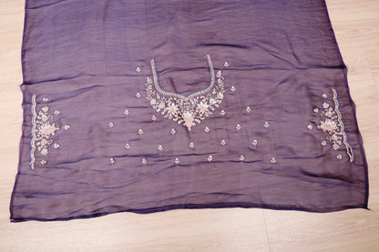 Neel Violet Embroidered Saree - 946