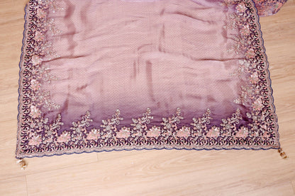 Neel Violet Embroidered Saree - 946