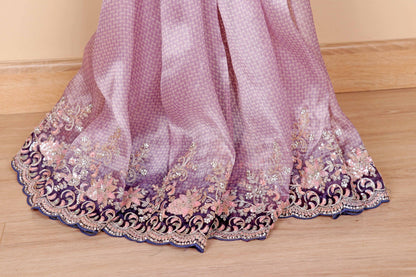 Neel Violet Embroidered Saree - 946