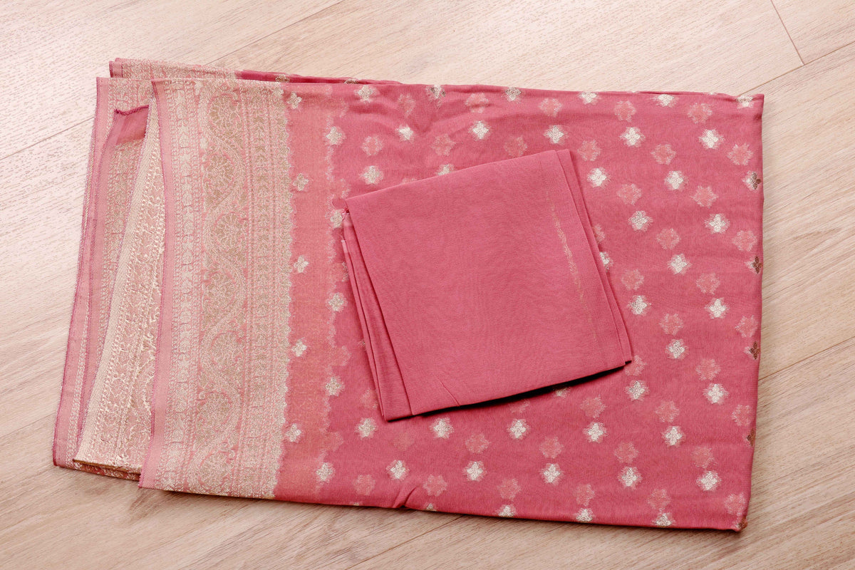 Gulabi Buti Banarasi Khaddi Georgette Saree - 948