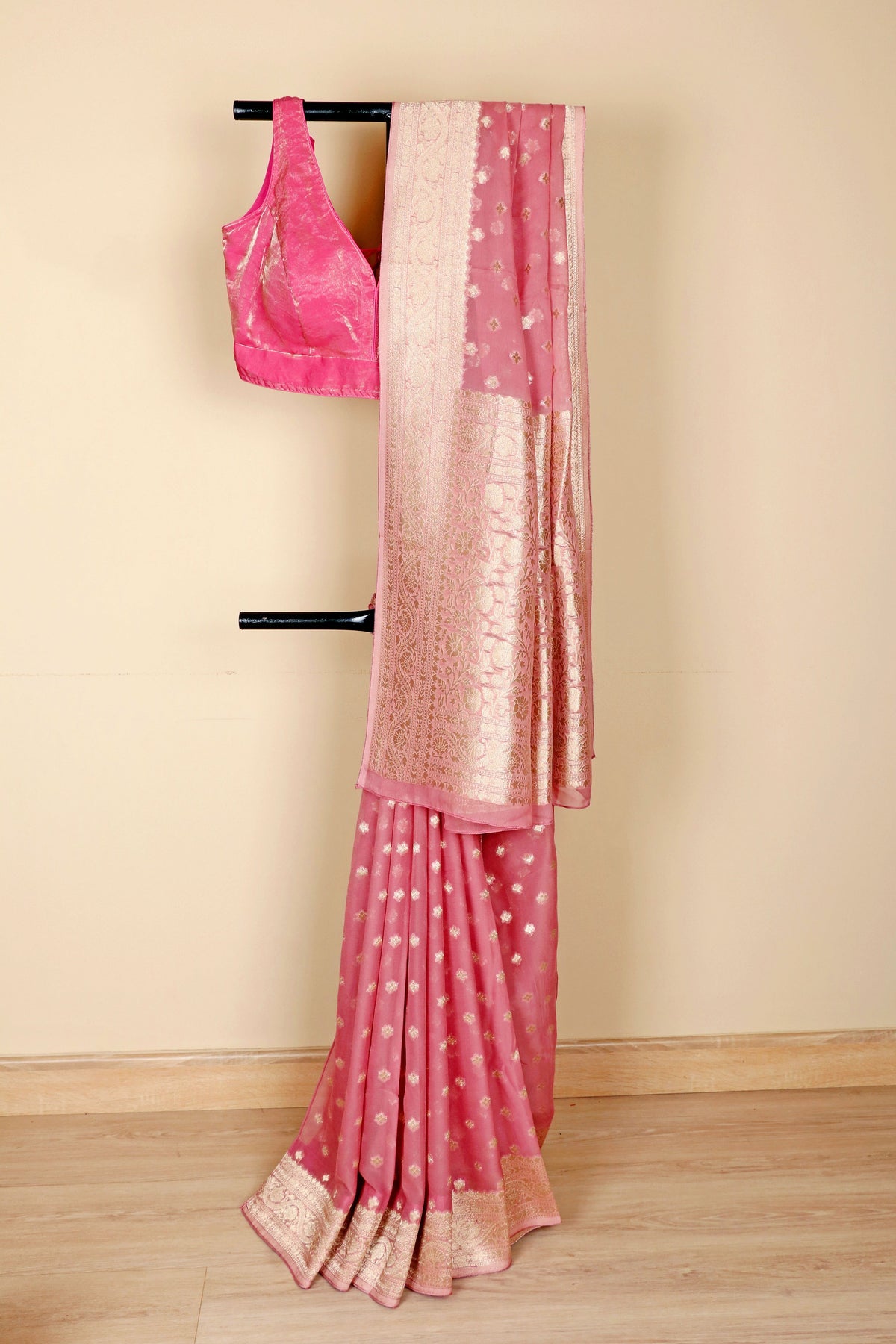 Gulabi Buti Banarasi Khaddi Georgette Saree - 948