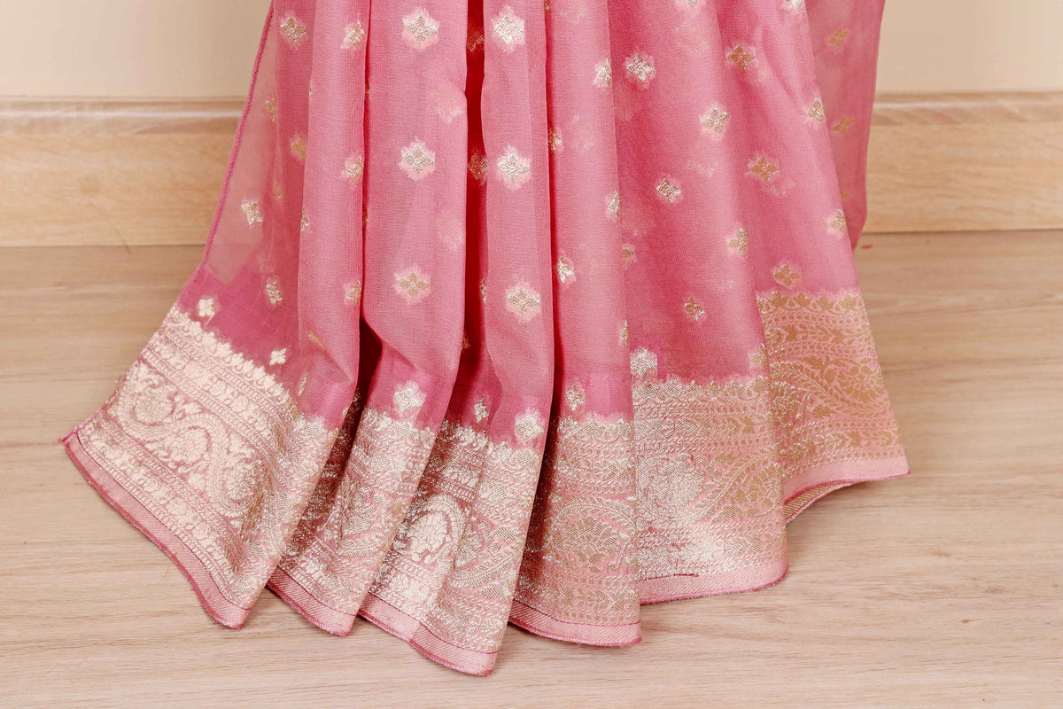 Gulabi Buti Banarasi Khaddi Georgette Saree - 948