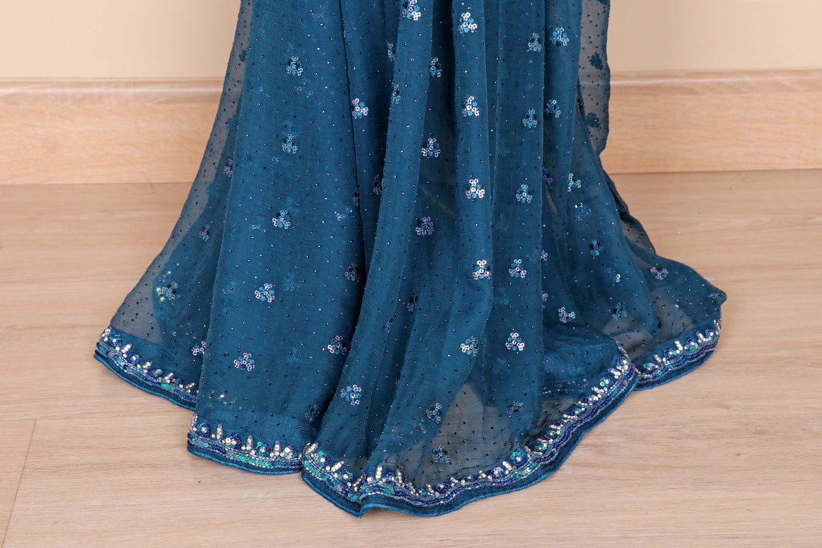 Neel Zari Chiffon Saree - 955