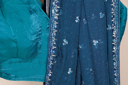 Neel Zari Chiffon Saree - 955