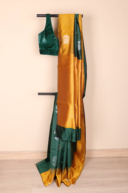 Emerald Mustard  Silk Saree - 965