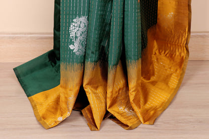 Emerald Mustard  Silk Saree - 965
