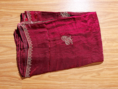 Wine Rose Zari Silk Saree (NEW-208-R-208)