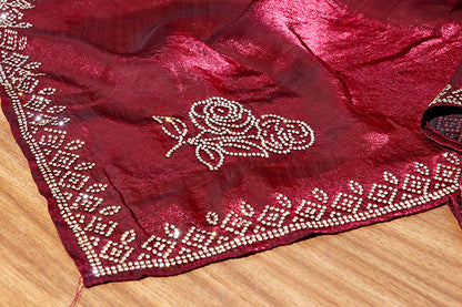 Wine Rose Zari Silk Saree (NEW-208-R-208)