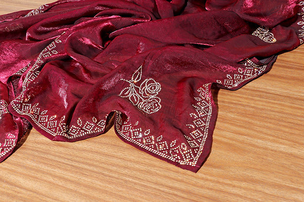 Wine Rose Zari Silk Saree (NEW-208-R-208)