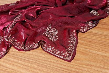 Wine Rose Zari Silk Saree (NEW-208-R-208)