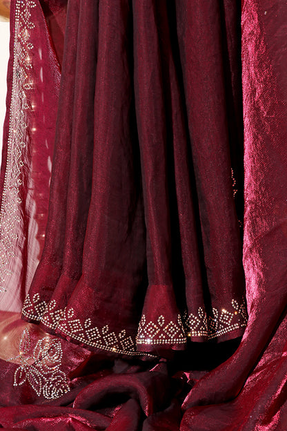 Wine Rose Zari Silk Saree (NEW-208-R-208)