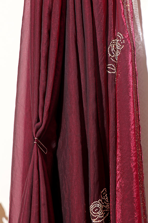Wine Rose Zari Silk Saree (NEW-208-R-208)