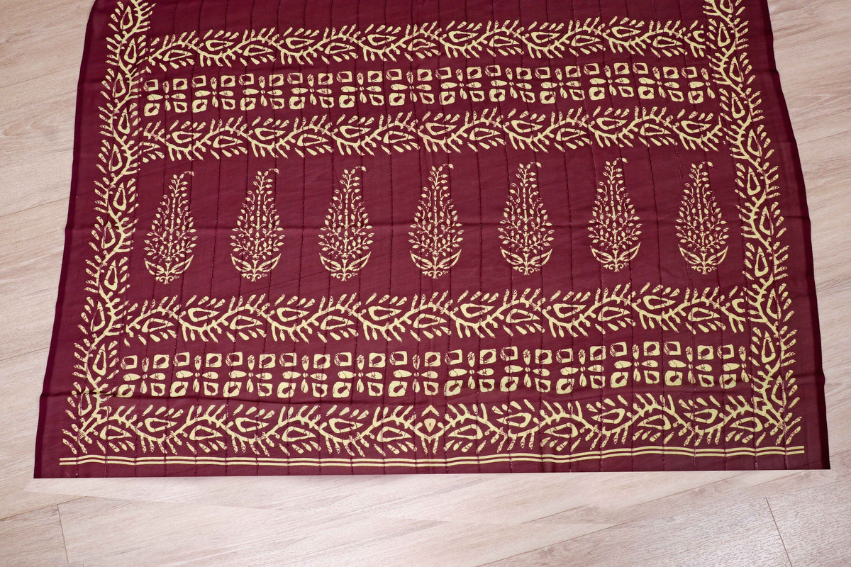 Maroon Batik Botanical Georgette Saree - 974