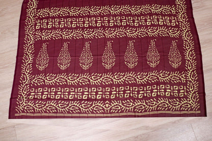 Maroon Batik Botanical Georgette Saree - 974