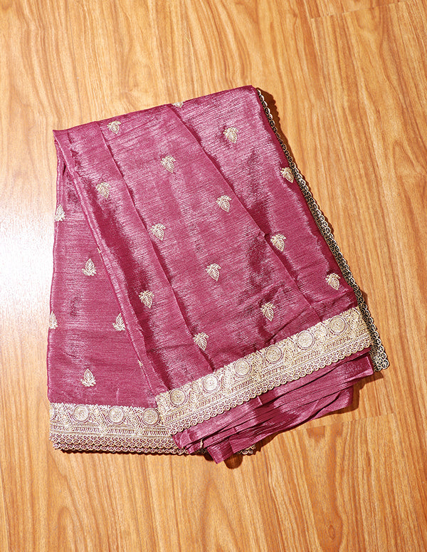 Mauve Majesty Zari Chiffon Saree (New 211-R-211)