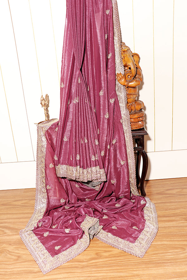 Mauve Majesty Zari Chiffon Saree (New 211-R-211)